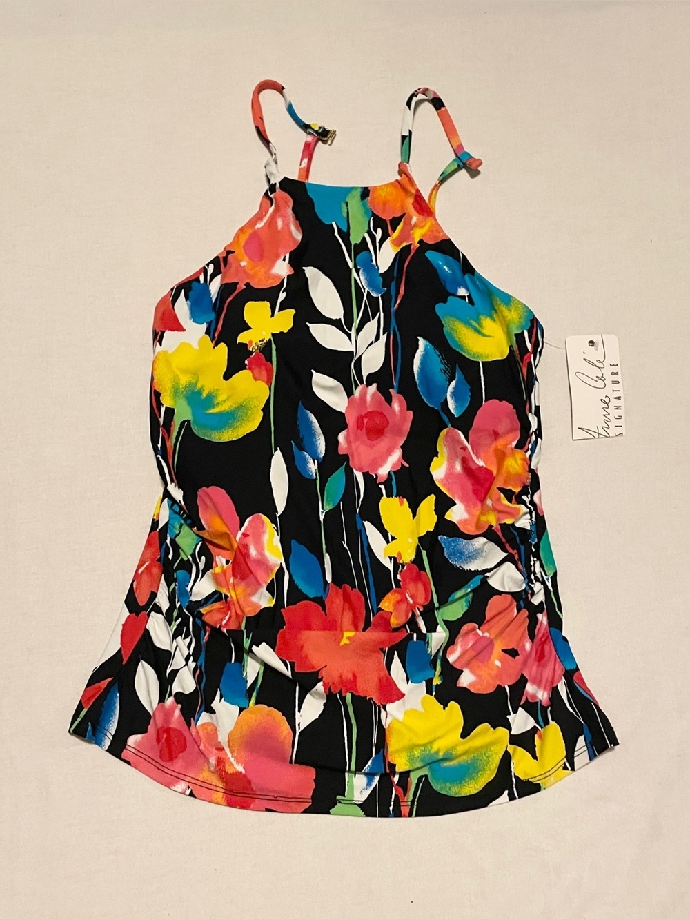 Anne Cole High Neck Tankini Top Floral Print Medium